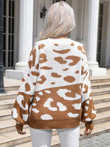 BEAUTIFUL I AM Leopard Drop Shoulder Sweater