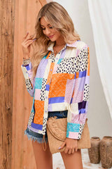 BEAUTIFUL I AM Patchwork Puff Sleeve Collared Shirt