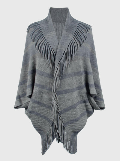 BEAUTIFUL I AM Fringe Detail Open Front Poncho