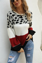 BEAUTIFUL I AM Color Block Round Neck Lantern Sleeve Sweater