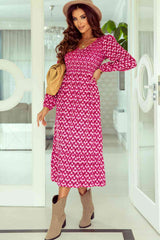 BEAUTIFUL I AM Printed Long Sleeve Midi Dress