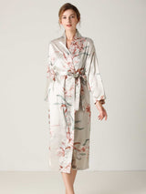 BEAUTIFUL I AM Floral Tie Waist Long Sleeve Robe