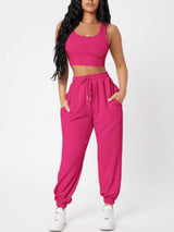 BEAUTIFUL I AM Wide Strap Top and Drawstring Joggers Set