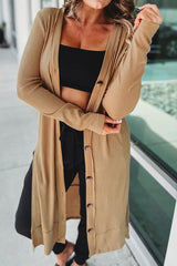 BEAUTIFUL I AM Button Up High-Low Long Sleeve Slit Cardigan