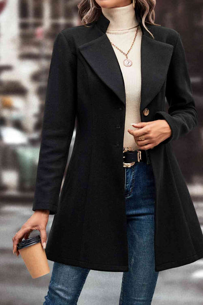 BEAUTIFUL I AM Lapel Collar Button Down Jacket Coat