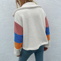 BEAUTIFUL I AM Color Block Button Down Collared Jacket