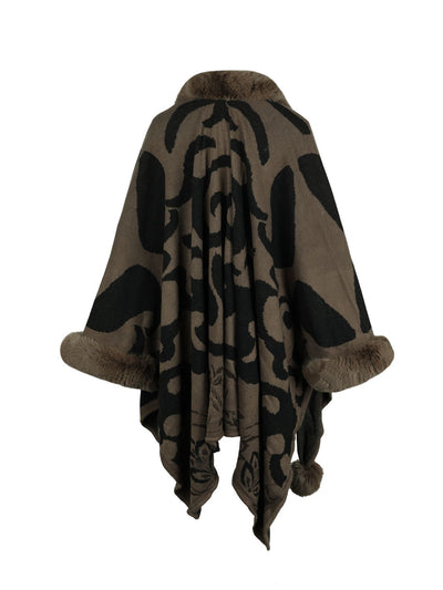 BEAUTIFUL I AM Faux Fur Trim Poncho