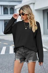 BEAUTIFUL I AM Round Neck Dropped Shoulder Sweater