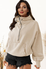 BEAUTIFUL I AM Zip-Up Dropped Shoulder Hoodie