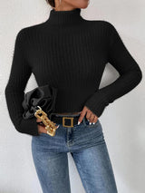 BEAUTIFUL I AM Ribbed Turtleneck Long Sleeve Sweater