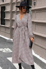 BEAUTIFUL I AM Slit Printed Surplice Balloon Sleeve Dress