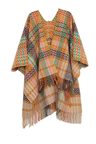 BEAUTIFUL I AM Plaid Fringe Detail Scarf