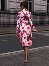 BEAUTIFUL I AM Floral Print Collared Neck Slit Dress