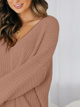 BEAUTIFUL I AM V-Neck Long Sleeve Mini Sweater Dress