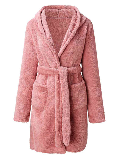 BEAUTIFUL I AM Tie Waist Hooded Robe