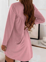 BEAUTIFUL I AM Ruched Round Neck Long Sleeve Dress