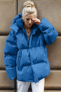 BEAUTIFUL I AM Pocketed Zip Up Hooded Puffer Jacket