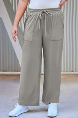 BEAUTIFUL I AM Plus Size Drawstring Straight Pants with Pockets