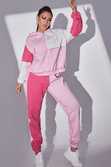 BEAUTIFUL I AM Exposed Seams Color Block Hoodie and Pants Set