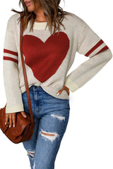 BEAUTIFUL I AM Heart Graphic Round Neck Sweater