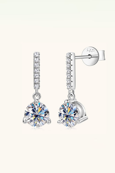 BEAUTIFUL I AM 2 Carat Moissanite Jewelry 925 Sterling Silver Drop Earrings