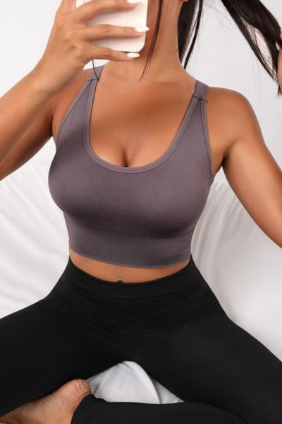 BEAUTIFUL I AM Scoop Neck Long Active Sports Bra