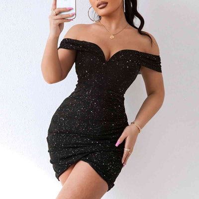 BEAUTIFUL I AM Sequin Off-Shoulder Mini Dress