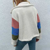 BEAUTIFUL I AM Color Block Button Down Collared Jacket