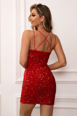 BEAUTIFUL I AM Sequin Double-Strap Bodycon Dress