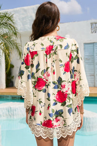 BEAUTIFUL I AM Floral Print Flounce Sleeve Cardigan