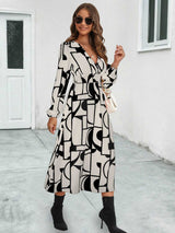 BEAUTIFUL I AM Surplice Neck Long Sleeve Midi Dress