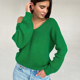 BEAUTIFUL I AM V-Neck Dropped Shoulder Long Sleeve Sweater