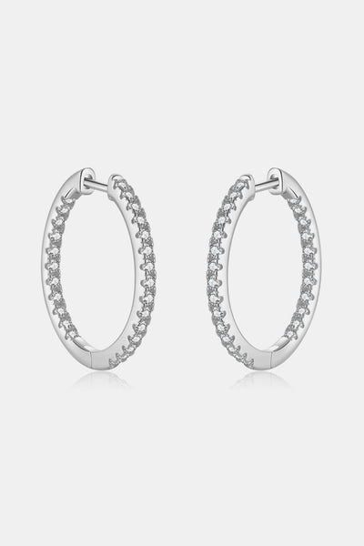 BEAUTIFUL I AM Inlaid Zircon 925 Sterling Silver Huggie Jewelry Earrings