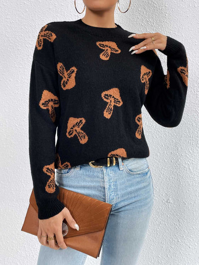 BEAUTIFUL I AM Patterned Drop Shoulder Sweater