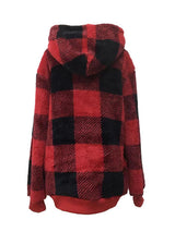 BEAUTIFUL I AM Plaid Half Zip Drawstring Hoodie