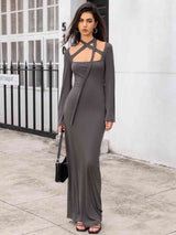 BEAUTIFUL I AM Tie Detail Long Sleeve Maxi Dress