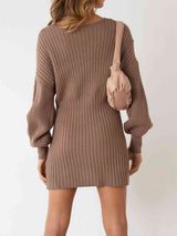 BEAUTIFUL I AM Surplice Neck Long Sleeve Sweater Dress