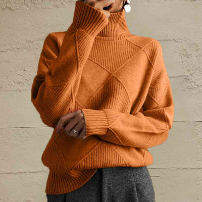 BEAUTIFUL I AM Geometric Turtleneck Long Sleeve Sweater