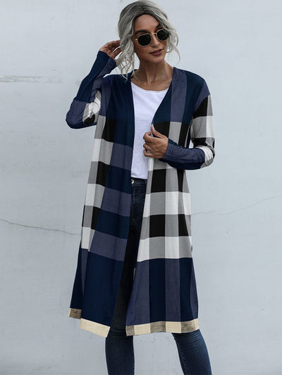 BEAUTIFUL I AM Plaid Open Front Longline Cardigan