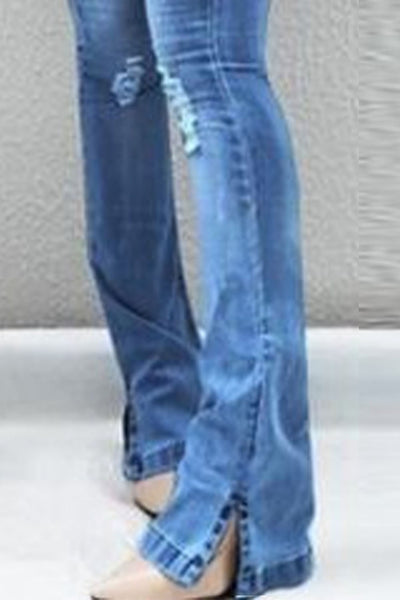 BEAUTIFUL I AM Button Fly Slit Jeans