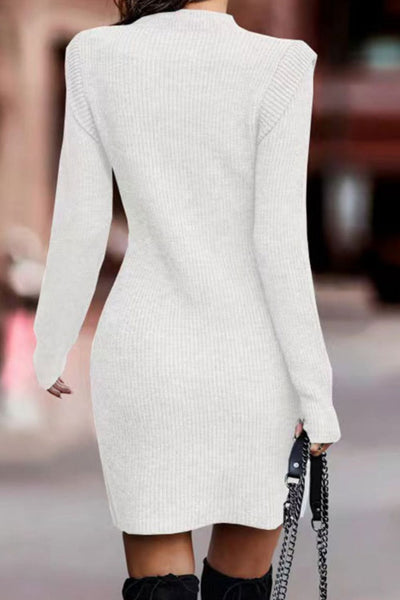 BEAUTIFUL I AM Rib-Knit Round Neck Sweater Dress