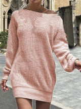 BEAUTIFUL I AM One Shoulder Lantern Sleeve Sweater Dress