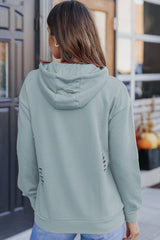 BEAUTIFUL I AM Cutout Dropped Shoulder Hoodie