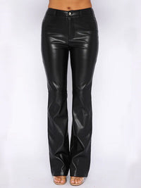 BEAUTIFUL I AM PU Leather High Waist Straight Pants