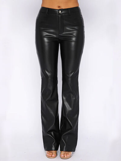 BEAUTIFUL I AM PU Leather High Waist Straight Pants