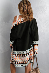 BEAUTIFUL I AM Geometric Open Front Long Sleeve Cardigan