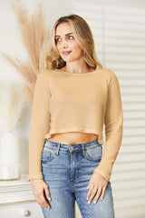 BEAUTIFUL I AM Full Size Long Sleeve Cropped Top Shirt