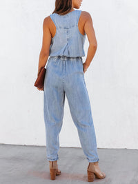 BEAUTIFUL I AM Drawstring Waist Sleeveless Pants Jumpsuit