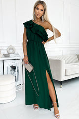 BEAUTIFUL I AM One-Shoulder Ruffled Maxi Dress