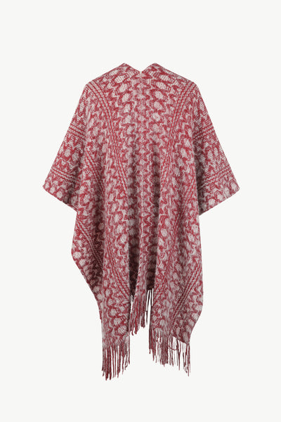 BEAUTIFUL I AM Open Front Fringe Hem Poncho